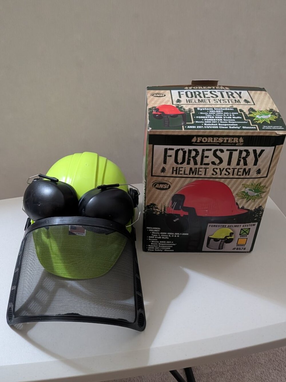 Green Safety Hard Hat with shield and ear protections